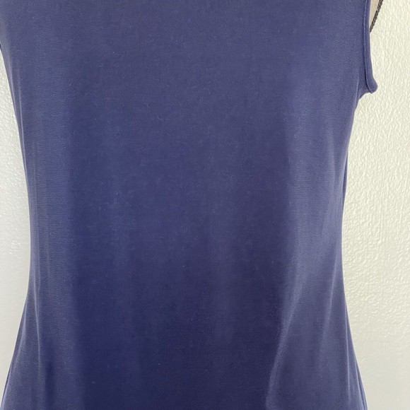 Cato Womens Blouse Tank Blue Stretch Slewveless Sheer Neckline Size Small - Picture 6 of 12